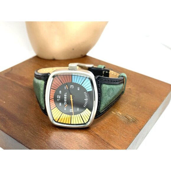 Diesel Women's Watch DZ3022 Quartz Vintage Multicolor Black Leather Band 38mm - Picture 7 of 13